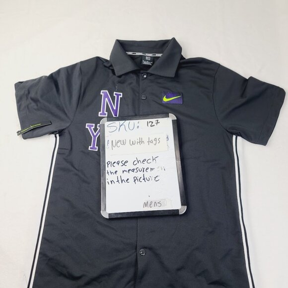 Nike Men's Black Court Challenge NYC Short Sleeve Tennis Button-Up Shirt Size M - Picture 7 of 7
